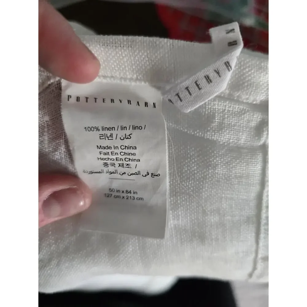 Pottery Barn Four White Linen Curtain Panels 50" X 84" - Picture 3 of 9